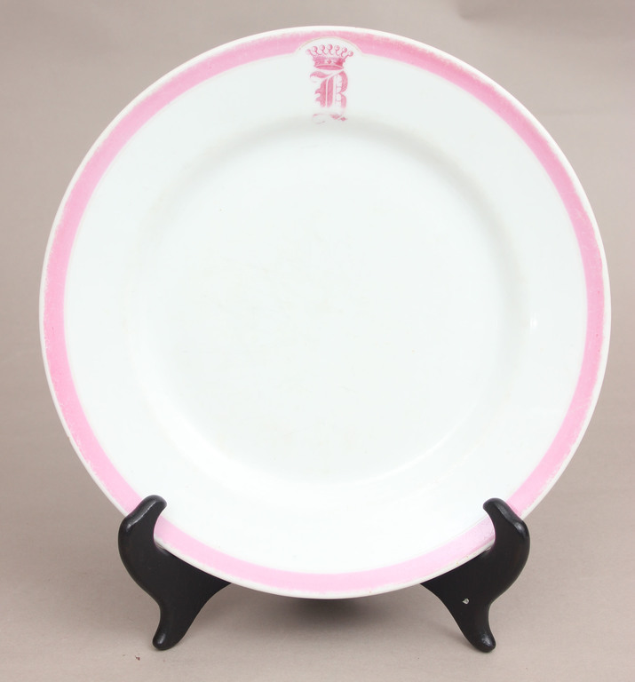 Porcelain plate with initials
