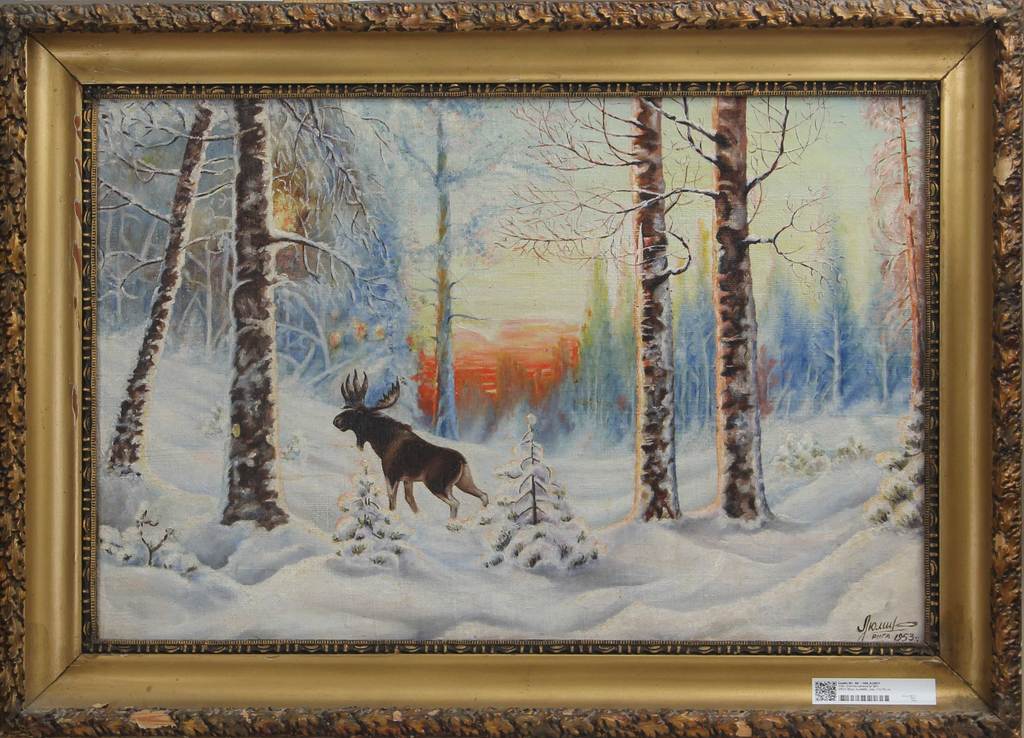 Winter landscape with elk
