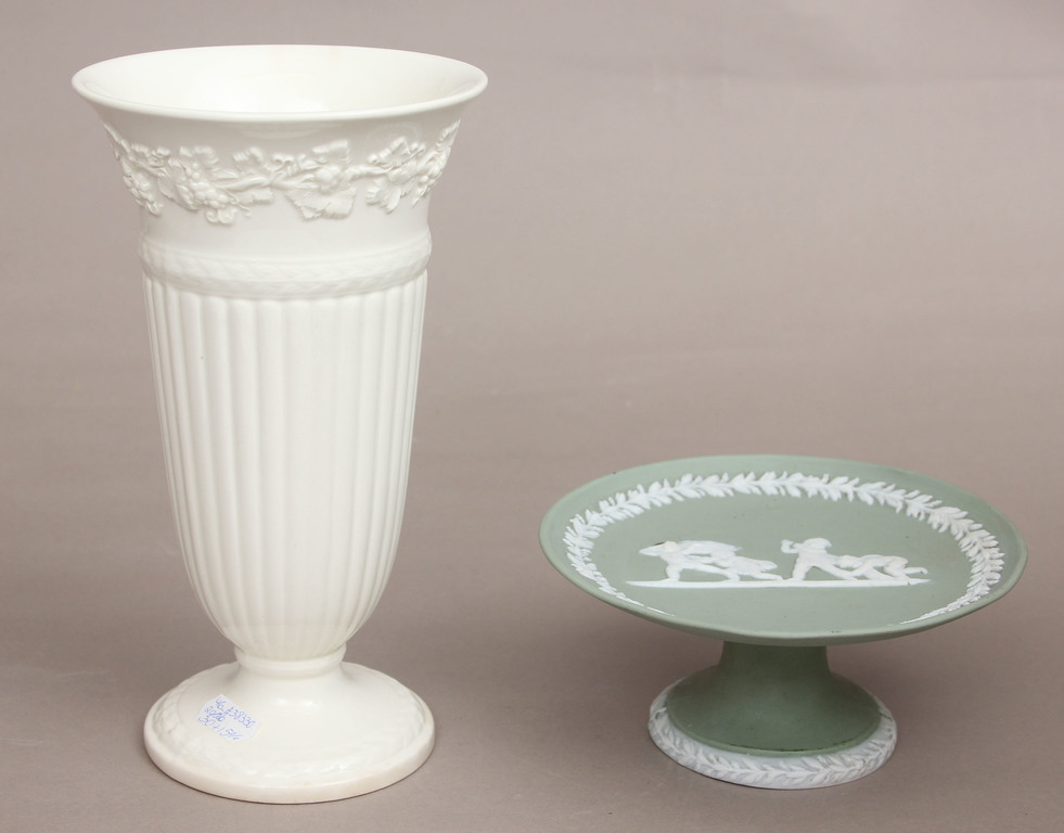 Porcelain vase and biscuit dish