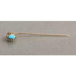 Gold brooch with turquoise and pearls