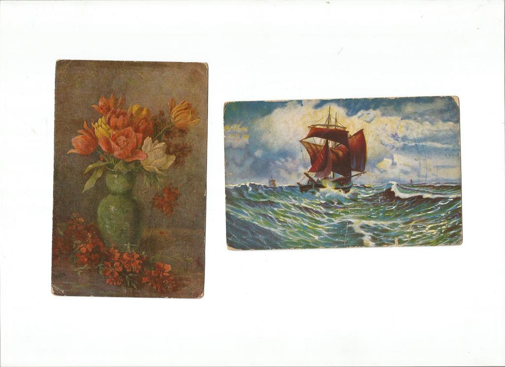 Two colored postcards