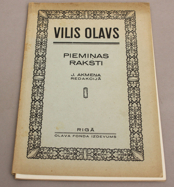 Vilis Olavs, Piemiņas raksti