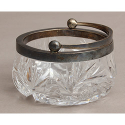 Crystal sugar bowl with silver finish