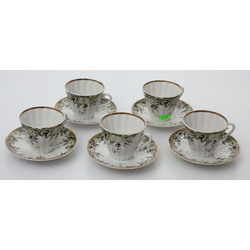 Porcelain cups with saucers 10 (5 + 5) pcs