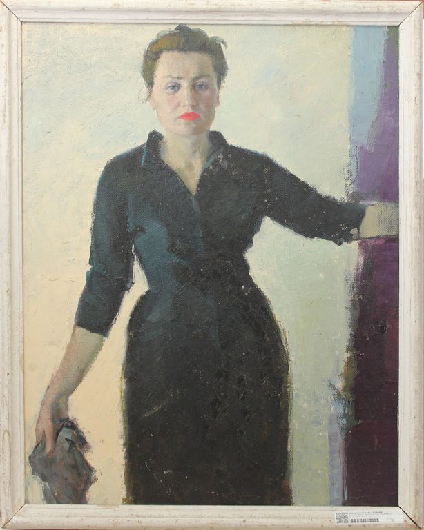 Abpusēja glezna - Sievietes portrets, Klusā daba ar krūku un augļiem 