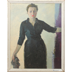 Двусторонняя картина - Женский портрет, Натюрморт с кувшином и фруктами