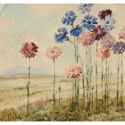 Landscape with cornflowers