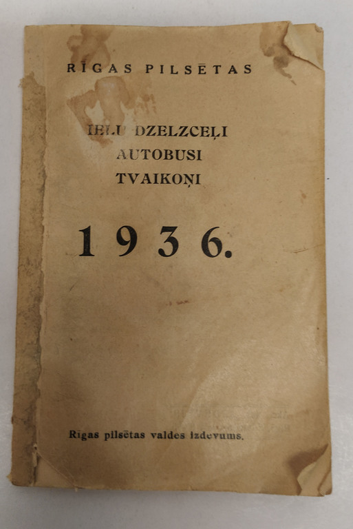 Rīgas pilsētas ielu dzelzceļi, autobusi, tvaikoņi 1936.