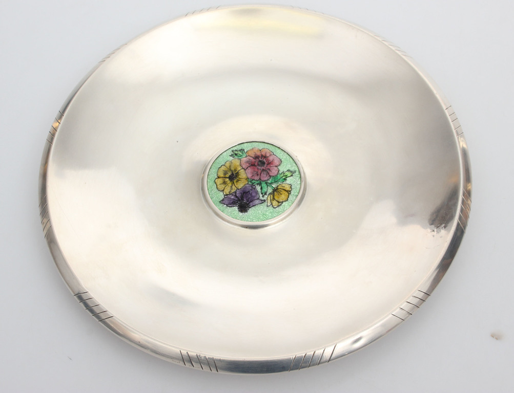 Silver bowl with enamel