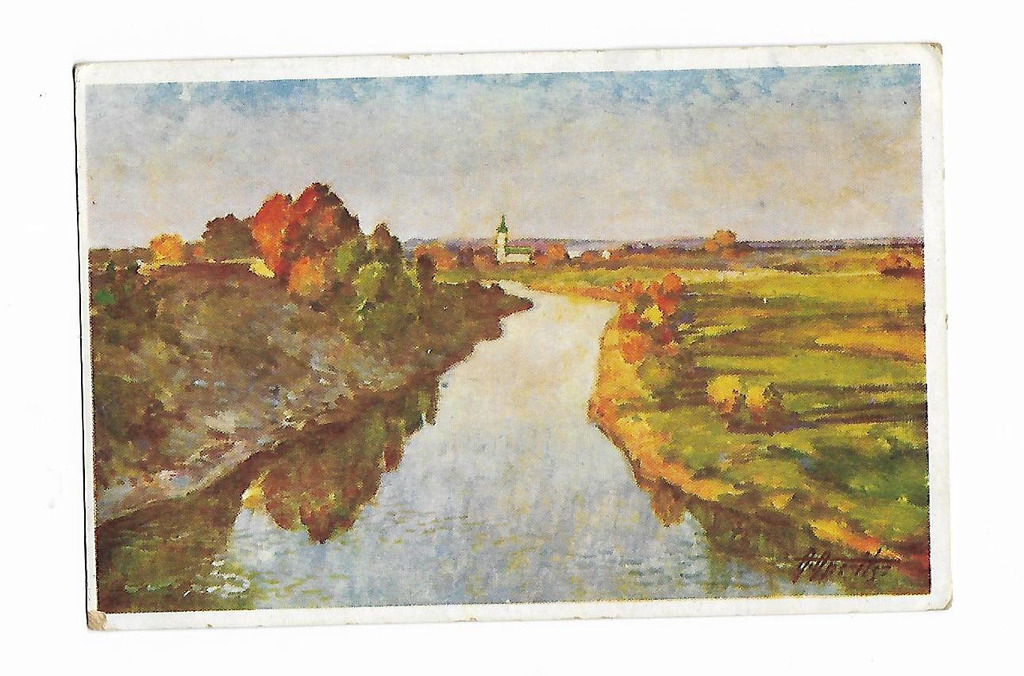 Postcard with a reproduction of a painting by Aleksandrs Apsītis
