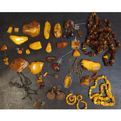 Set of various amber items