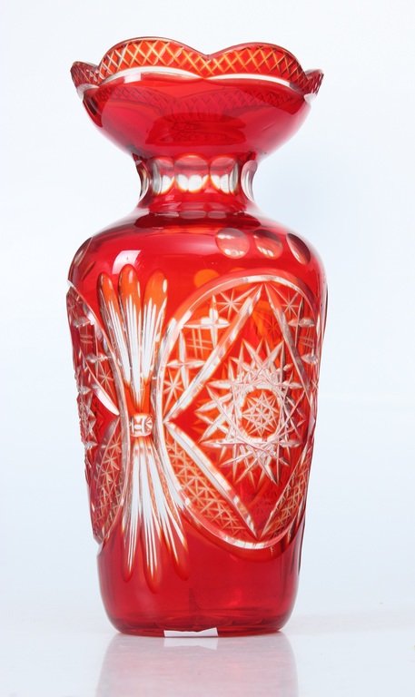 Red glass vase