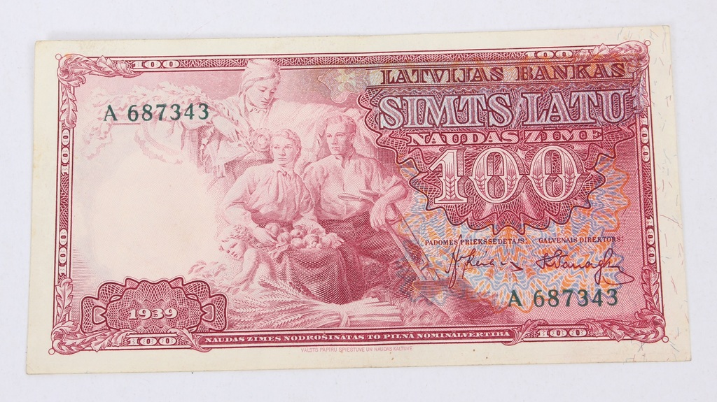 Банкнота номиналом 100 латов, 1939 г.