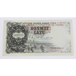 Ten lats banknote, 1939