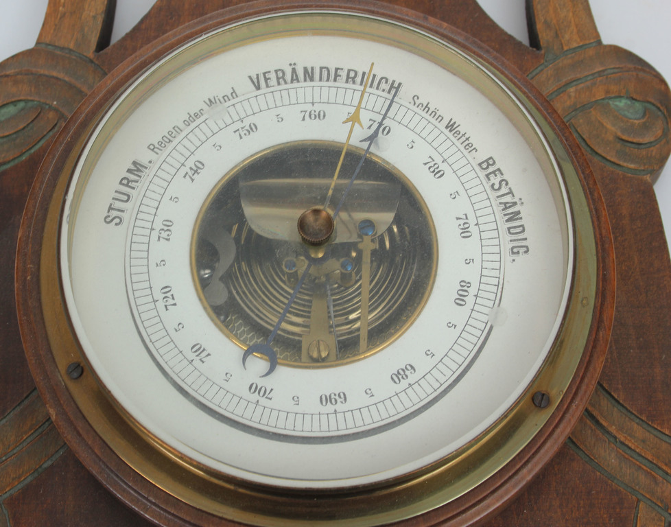Art Nouveau wooden barometer
