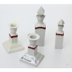 Two porcelain perfume bottles and two candlesticks