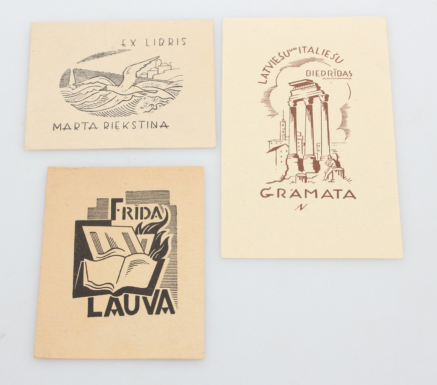 Niklāva Strunkes ex-libris 3 pcs.