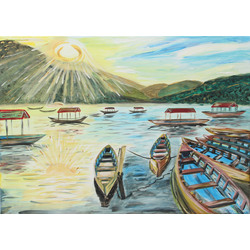 Boats on phewa Lake