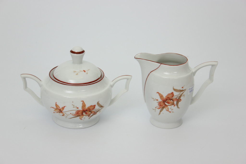  Porcelain set - sugar bowl, cream jug