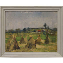 Landscape with hay stacks