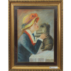 Portrait of a woman with a dog