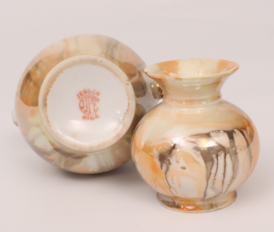 Porcelain vase and cream bowl