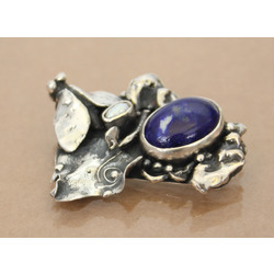 Art Nouveau Silver brooch with pearl and lazurite