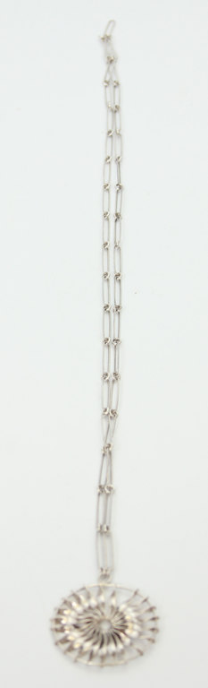 Art Nouveau silver pendant with chain