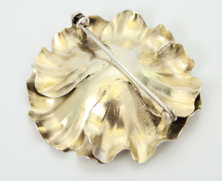 Art Nouveau silver brooch / pendant with pearl 