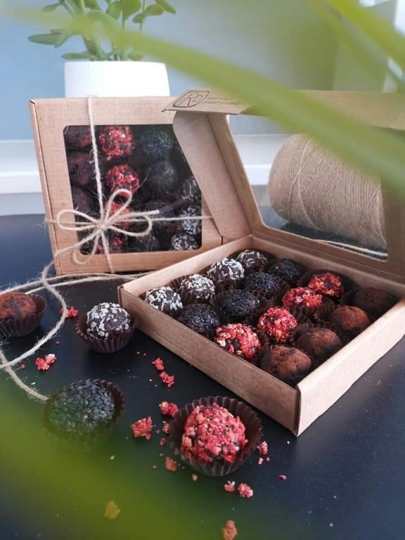 Vegan selection of truffles