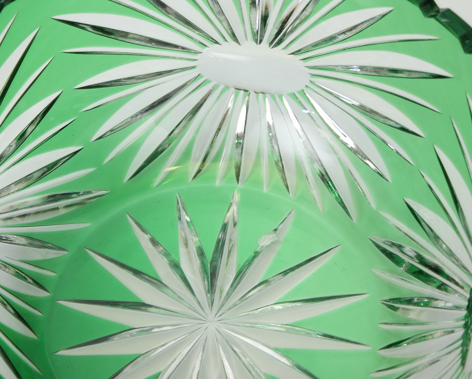 Zaļā kristāla stikla saldumu trauks 