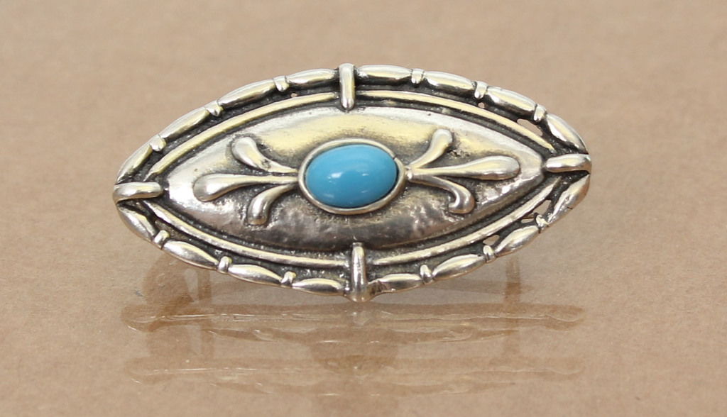 Art Nouveau silver brooch with turquoise