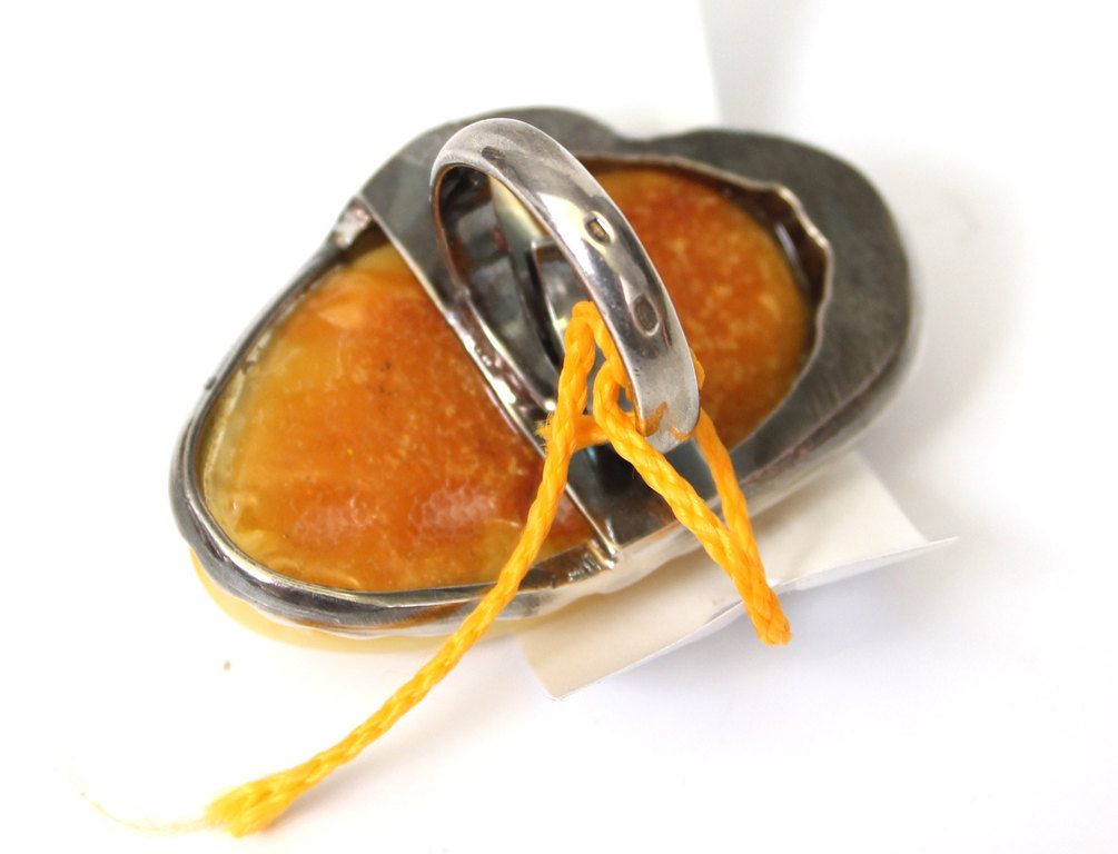 Silver ring  with amber