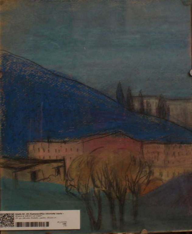 Landscape with trees and houses