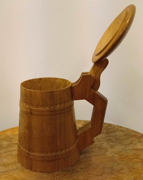 Wooden beer cup with silver finish