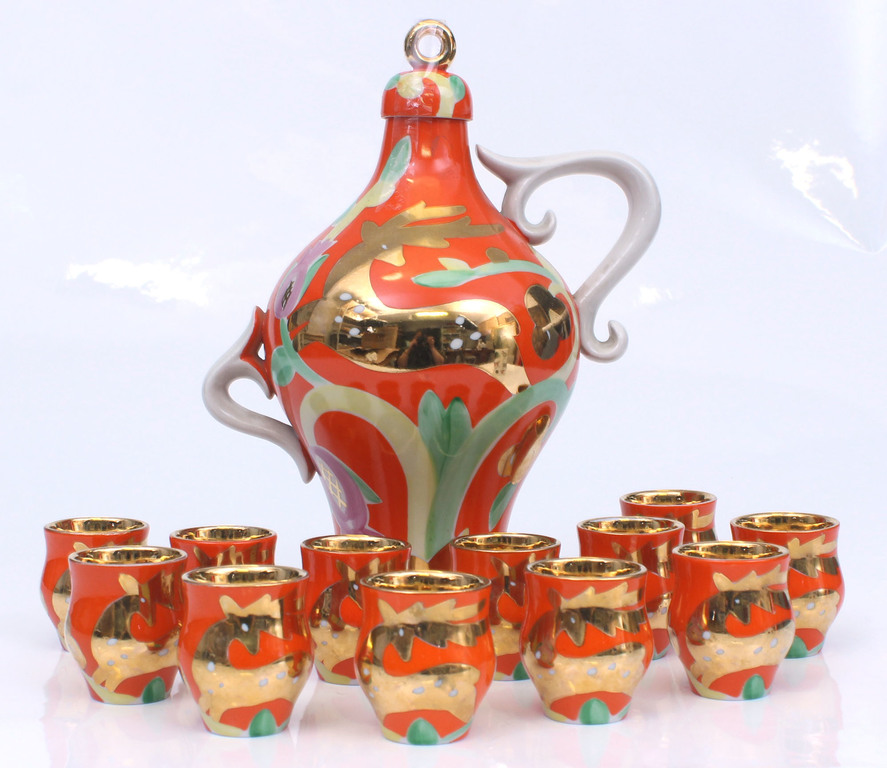 Porcelain set - 12 glasses and a pitcher