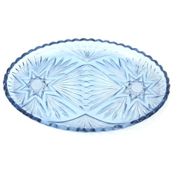 Blue glass serving dish