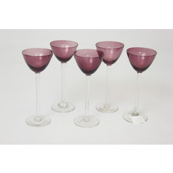  Violetas stikla liķiera glāzes (5 gab.)