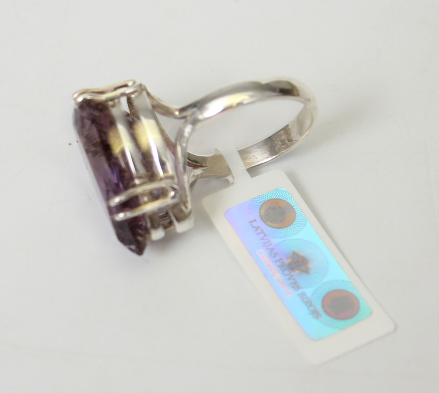 Silver ring with amethyst