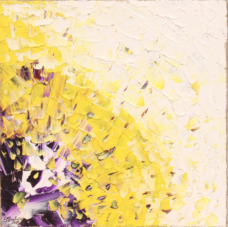 Абстрактная композиция (фиолетовый, белый, желтый)