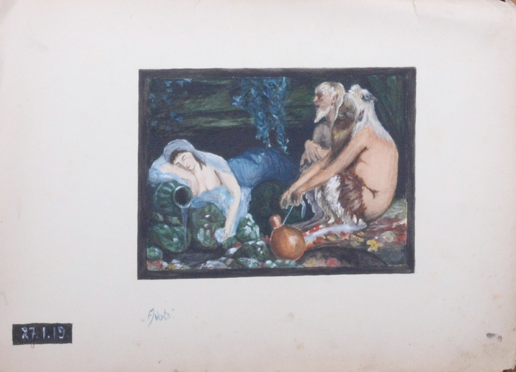 Sleeping girl with the fauns