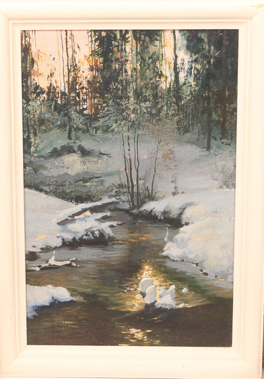 Winter landscape with a river