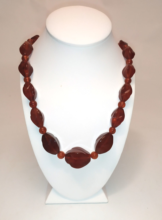 Antique Natural molten amber dark honey color necklace