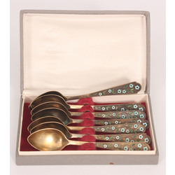 Guilded silver spoon set (5 piec.)