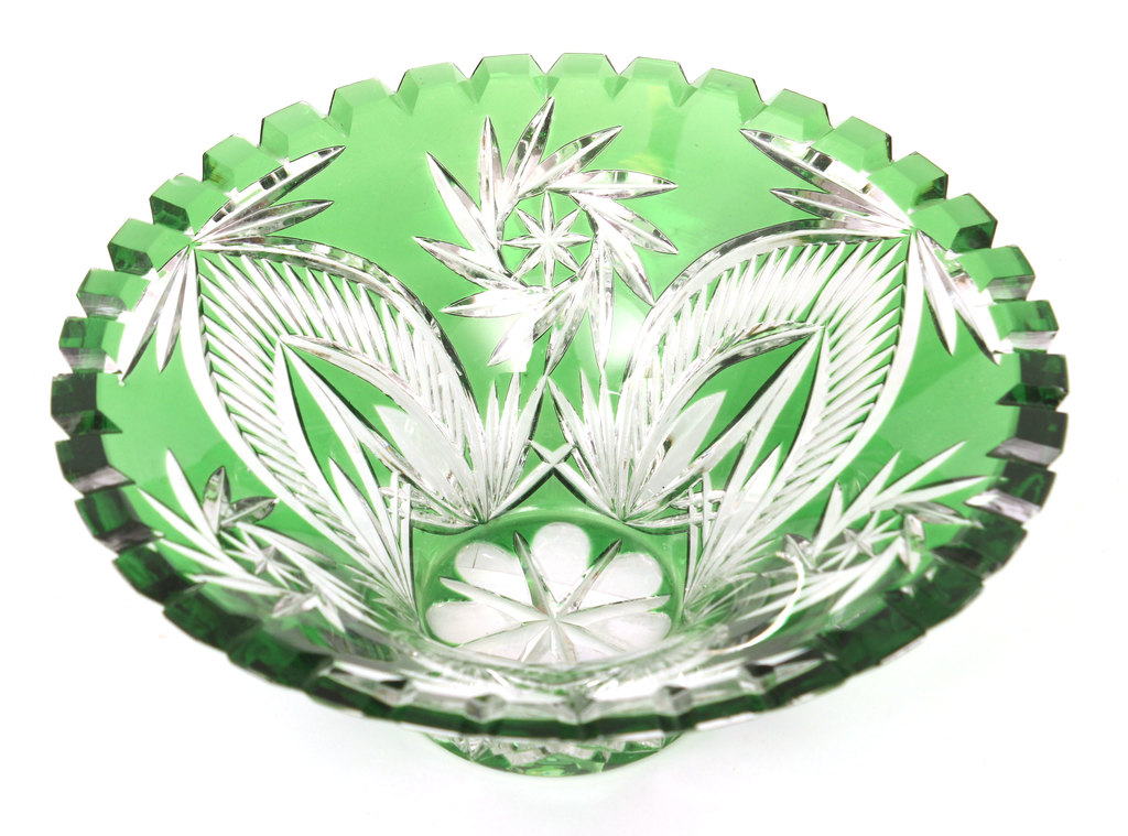 Colored glass serving dish
