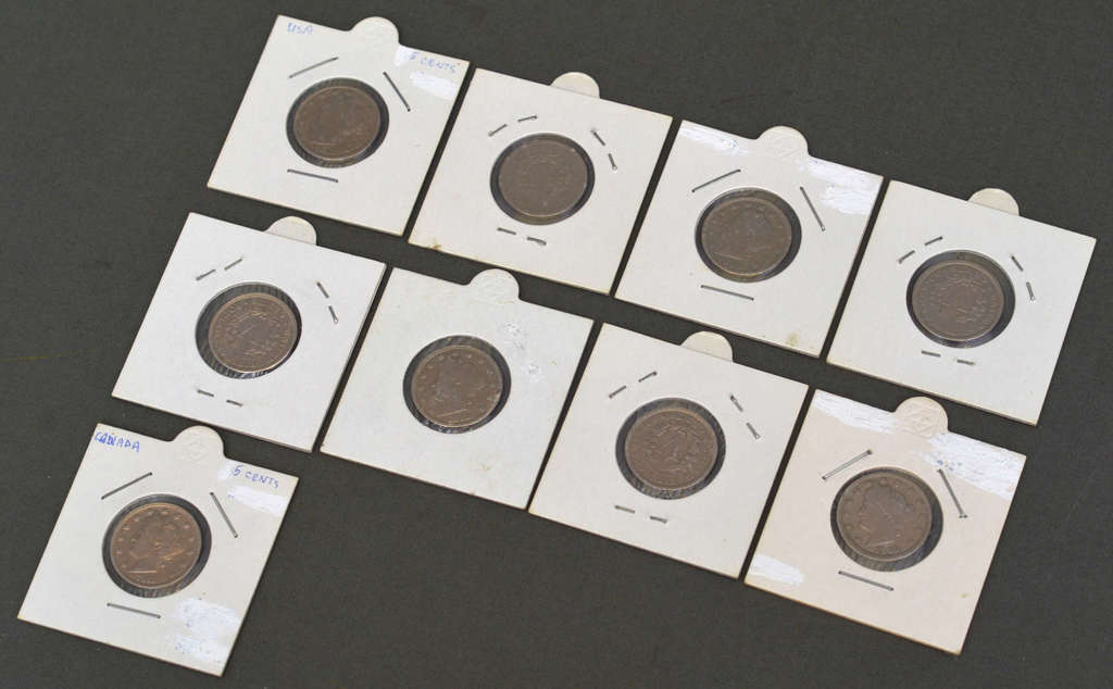 Коллекция различных монет США, монеты V центов 1894.-1912.