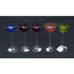 Colored glass liqueur glasses 5pcs.