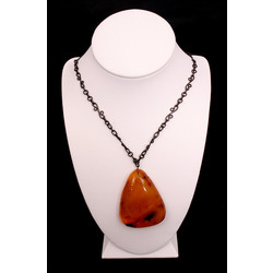 Baltic amber pendant in a metal chain
