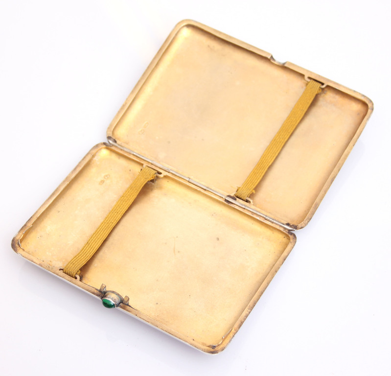 Silver cigarette case with enamel