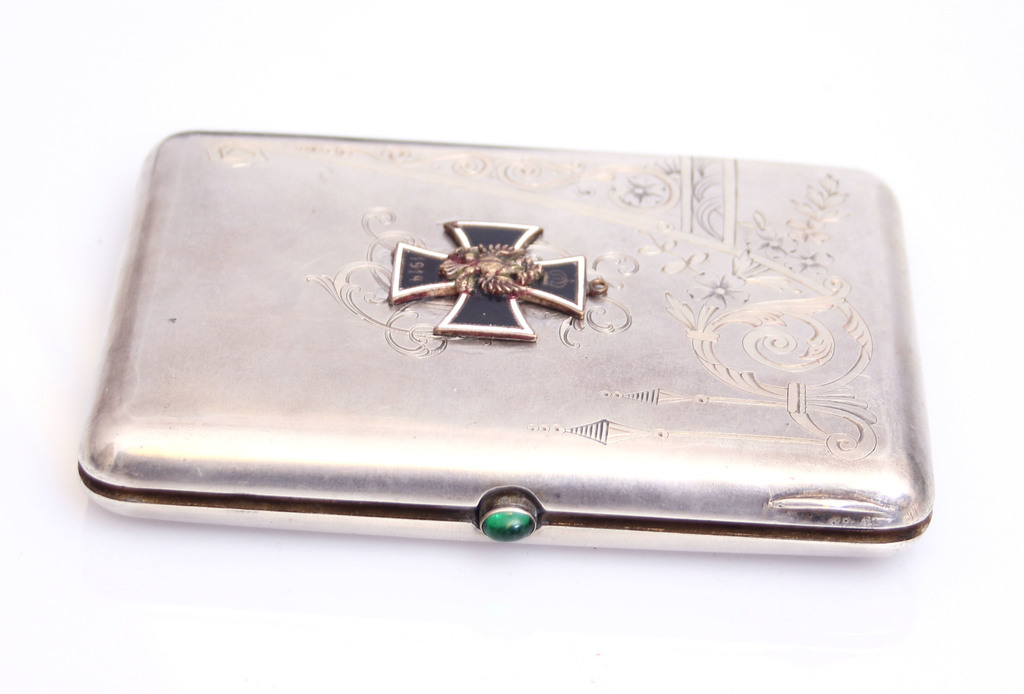 Silver cigarette case with enamel